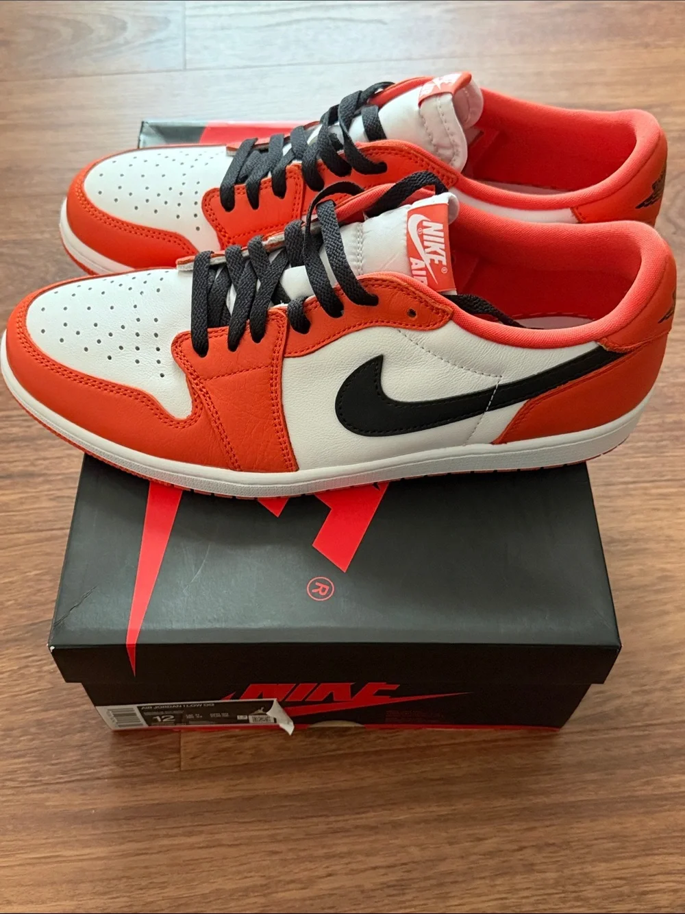 Brand New: Nike Air Jordan 1 Low OG Sneakers - White & Orange - Men's